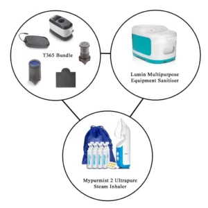 T365 CPAP Bundle + Lumin CPAP Equipment Sanitizer + Mypurmist 2 Ultrapure Steam Inhaler